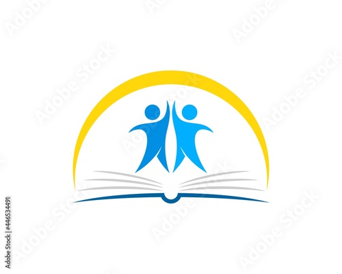 Abstract opened book with healthy people on the top