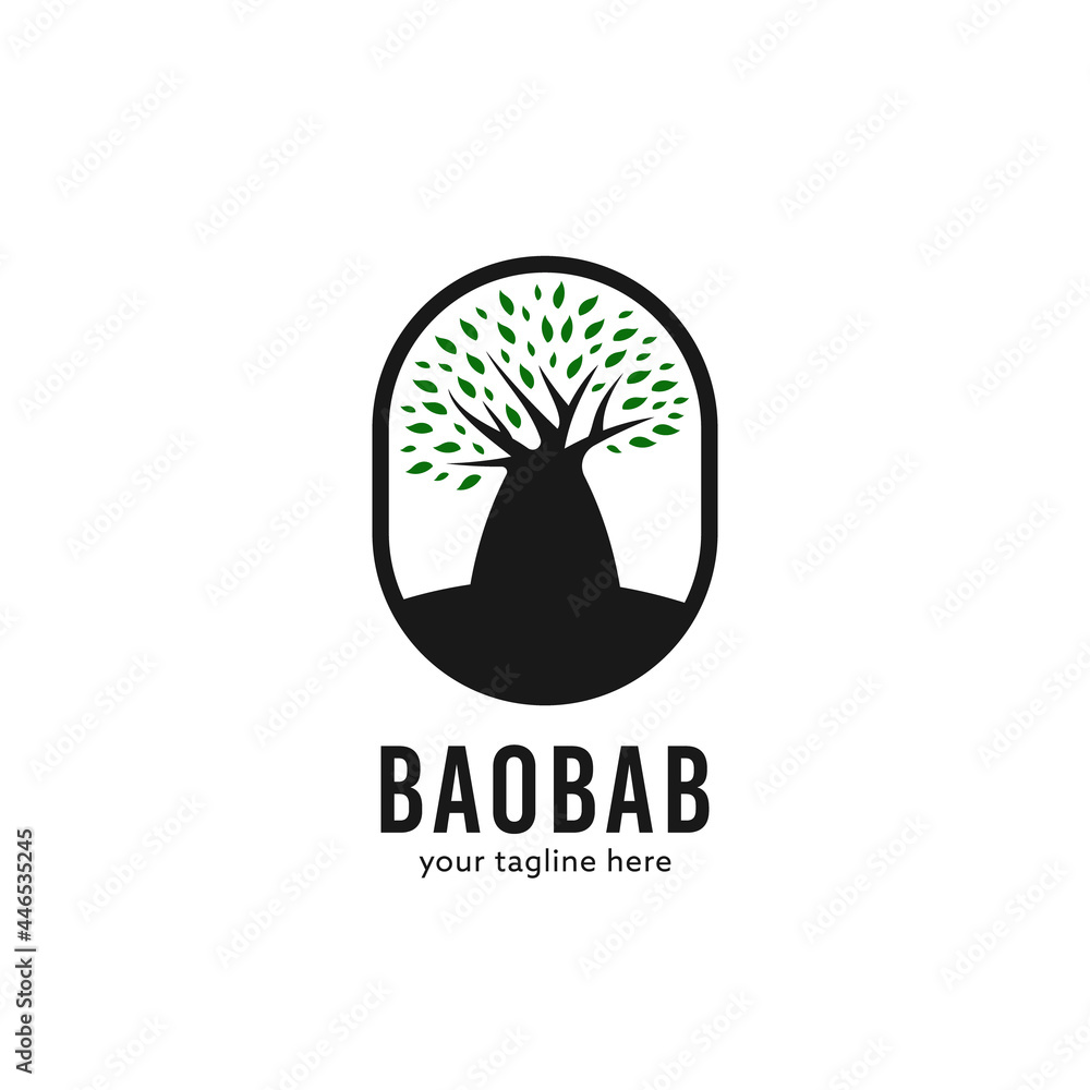 Simple madagascar baobab african tree nature logo badge icon Векторный  объект Stock | Adobe Stock