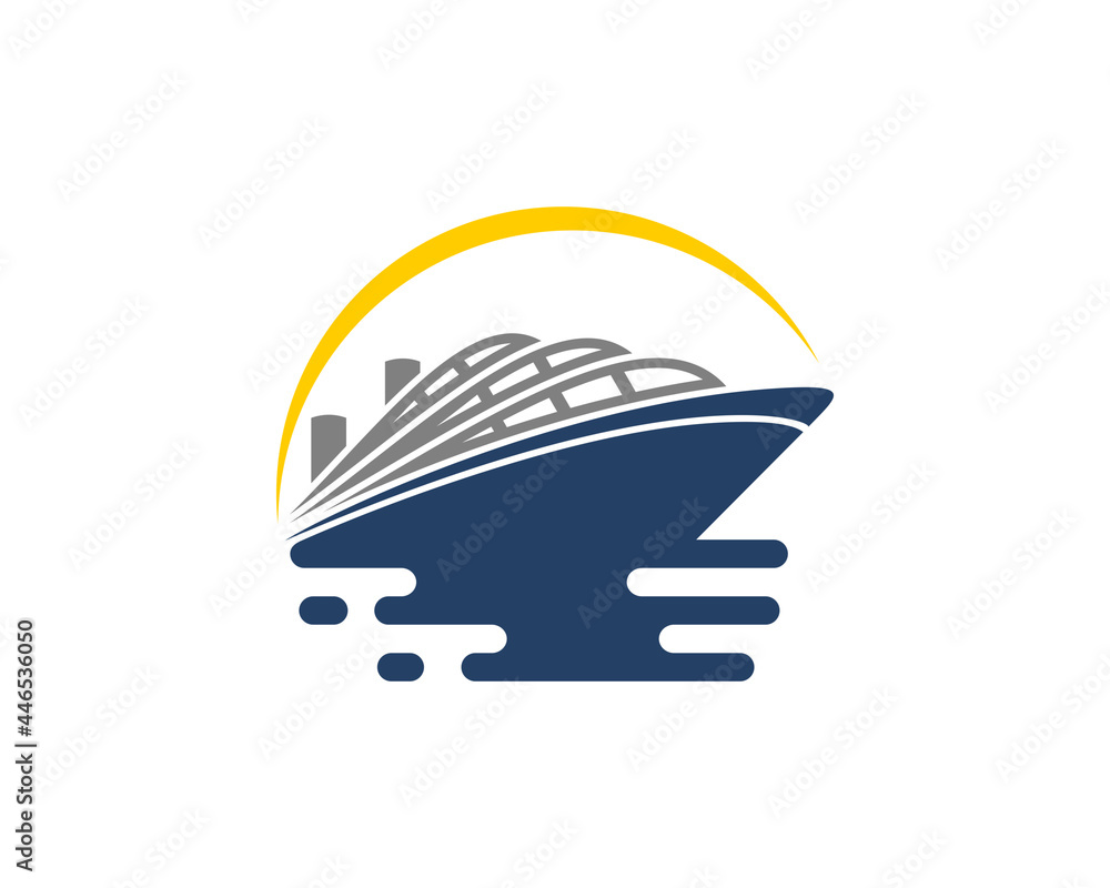 Cruise ship sailing in the sunset Cruise ship sailing in the sunset