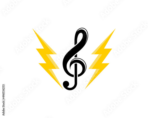 G Clef music note between electricity symbol
