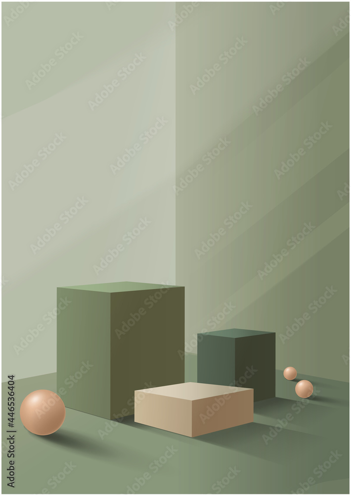 Abstract 3D set cylinder pedestal podium with pastel green minimal wall scene and shadow. Modern vector rendering geometric platform for cosmetic product display presentation. Abstract 3D set cylinder pedestal podium with pastel green minimal wall scene and shadow. Modern vector rendering geometric platform for cosmetic product display presentation.