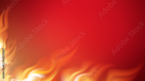 Burning Fire With Flame Tongues Copy Space Vector. Realistic Decorative Flammable Fire Burn. Shiny And Heating Orange Flaming Fireplace. Blaze Power Glowing Template 3d Illustration