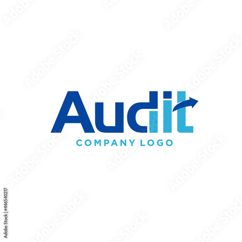 Audit Logo Design. Chart bar and Growth Arrow Symbol. Business Vector Illustration. Flat and Simple icon.