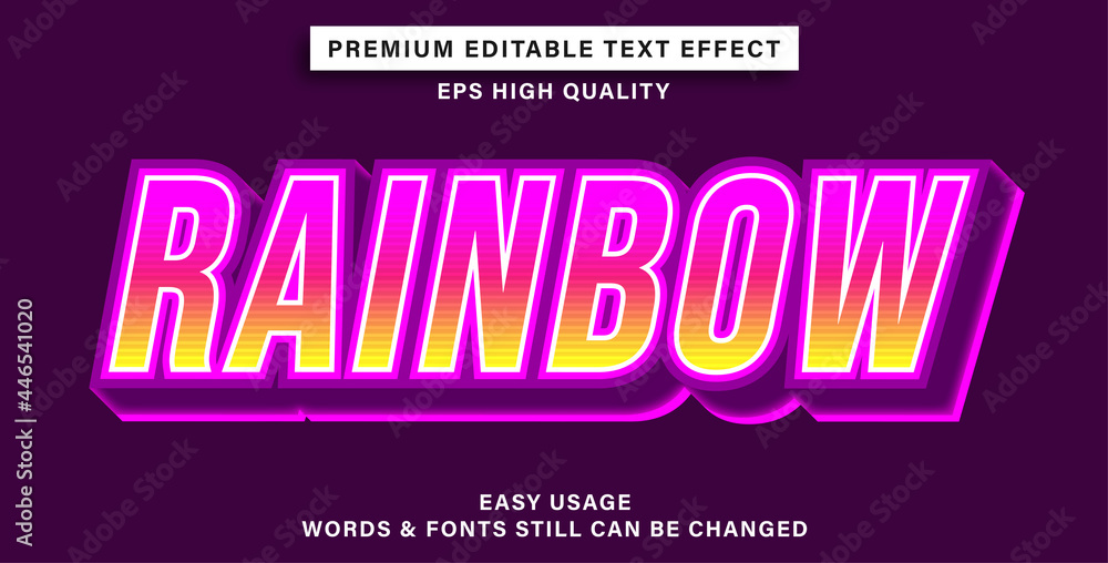 Editable text effect rainbow