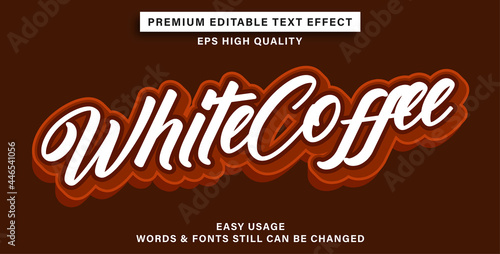 Editable text effect white coffee