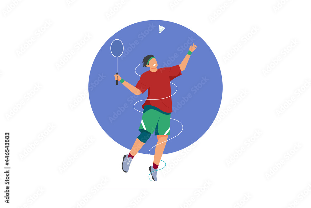 Fototapeta premium Badminton athlete in-game vector illustration
