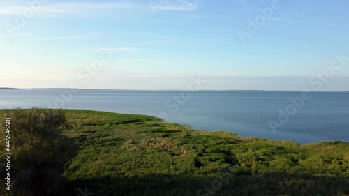 green shoreline. sea, ocean from the sky. photo