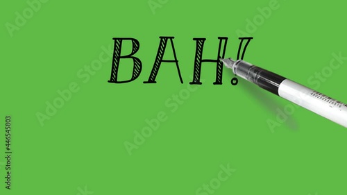 Writing Bahi humbug with art in black colour with black outline on abstract green background
 photo