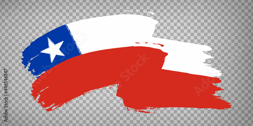 Flag  Chile brush stroke background.  Flag waving  Republic of Chile on transparent background for your web site design. EPS10.