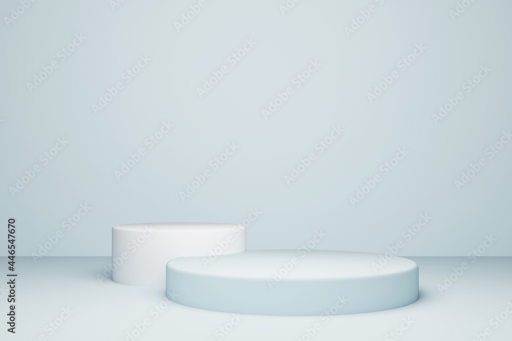 Background 3d rendering with podium and minimal cyan wall theme. Podium minimal style background. Stage blue pastel color. 3d illustration. Background 3d rendering with podium and minimal cyan wall theme. Podium minimal style background. Stage blue pastel color. 3d illustration.