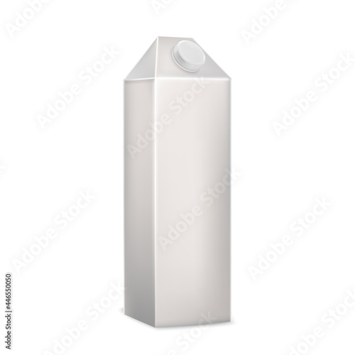 Milk Beverage Blank Carton Box Packaging Vector. Appetizing Milk Or Kephir Recycle Package, Delicious Breakfast Bio Milky Drink. Healthy Natural Dairy Product Mockup Realistic 3d Illustration