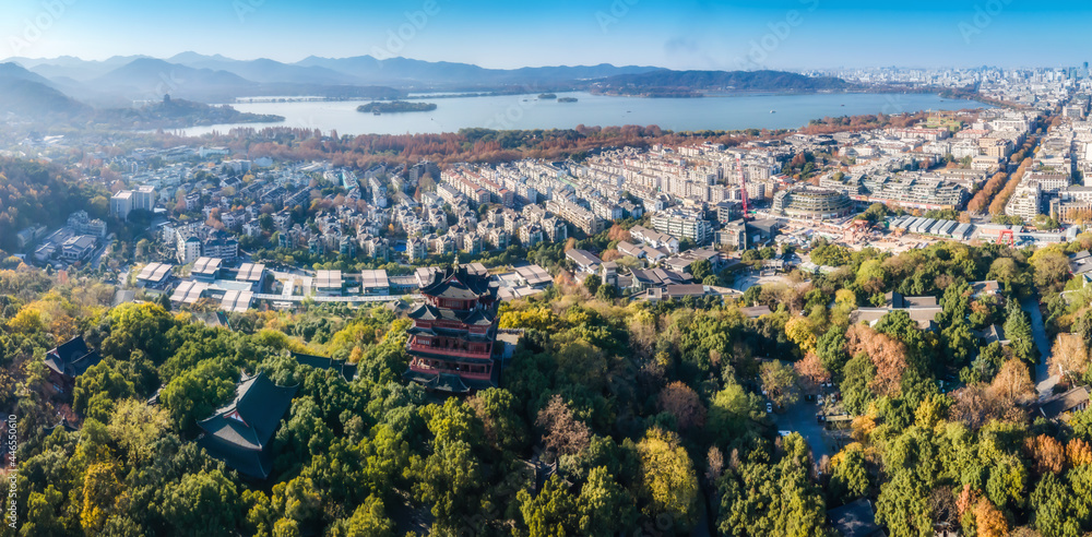 Aerial photography of West Lake in Hangzhou