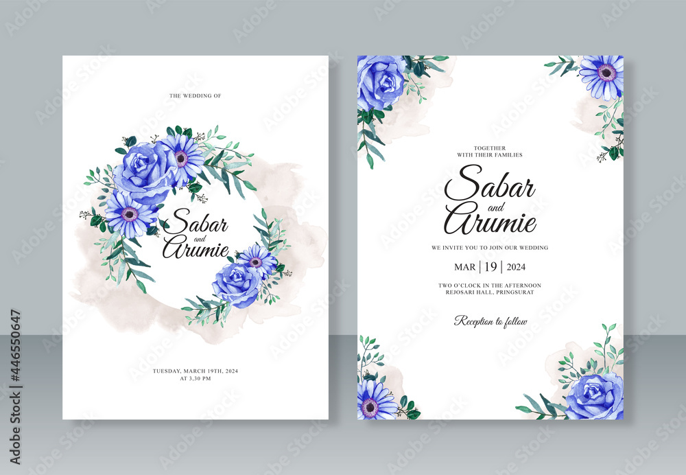 Beautiful watercolor flower for wedding invitation template