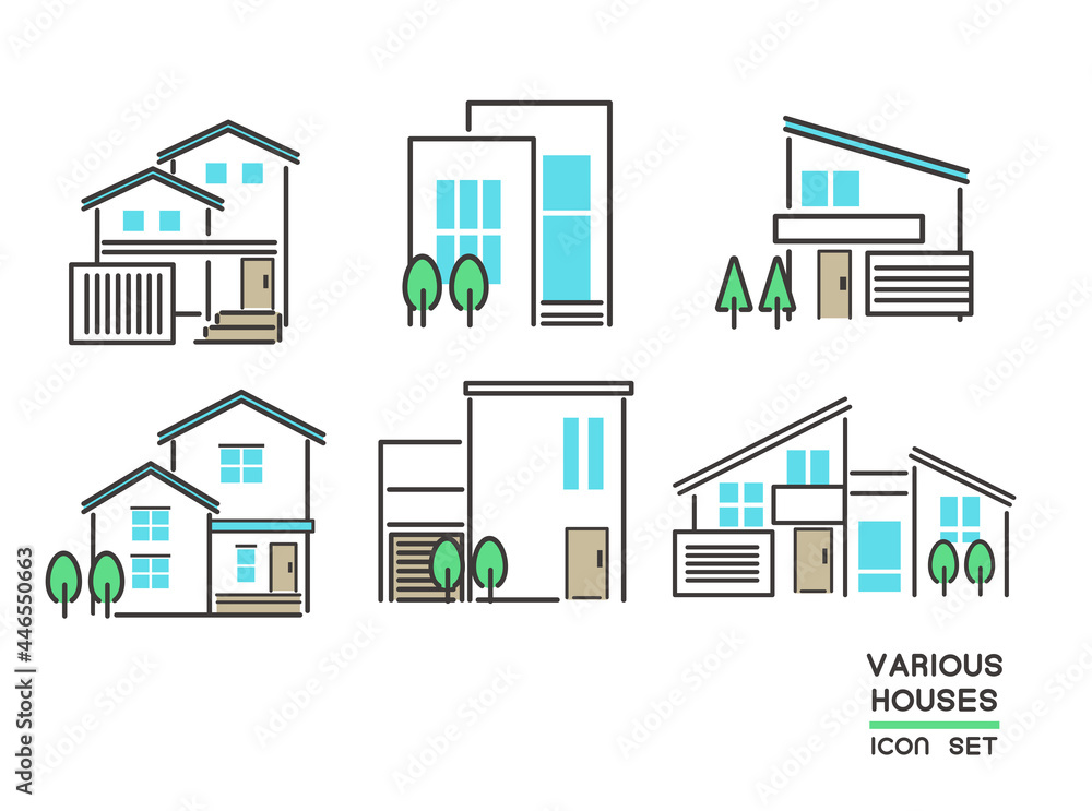 様々な一軒家のベクターイラスト素材 アイコン 家 Stock Vector Adobe Stock 様々な一軒家のベクターイラスト素材 アイコン 家 Stock Vector Adobe Stock