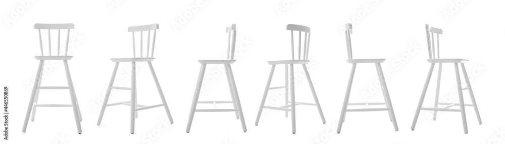 Set of modern chair on white background Set of modern chair on white background
