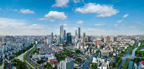 Aerial photography of Wuxi city architecture landscape in China