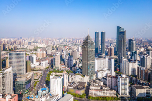 Aerial photography of Wuxi city architecture landscape in China