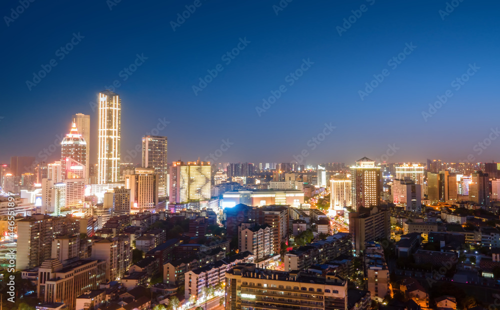 Aerial photography China Yancheng city architectural landscape night view