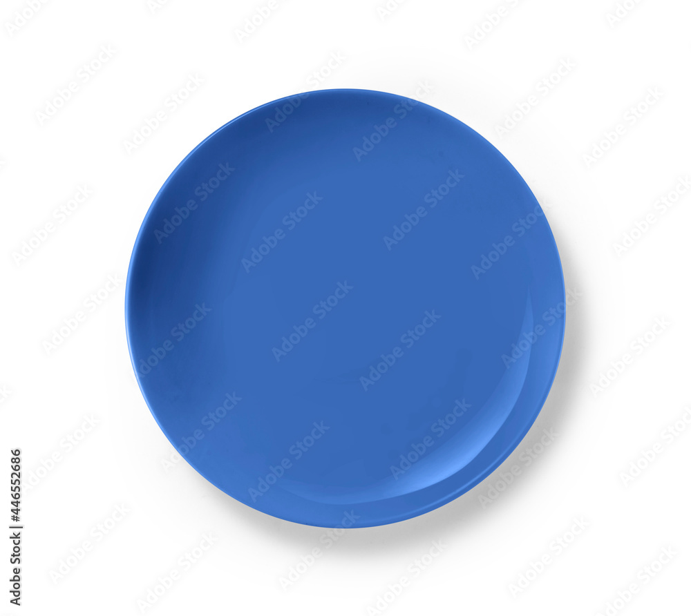 Top view of blue ceramic plate isolated on white background Top view of blue ceramic plate isolated on white background