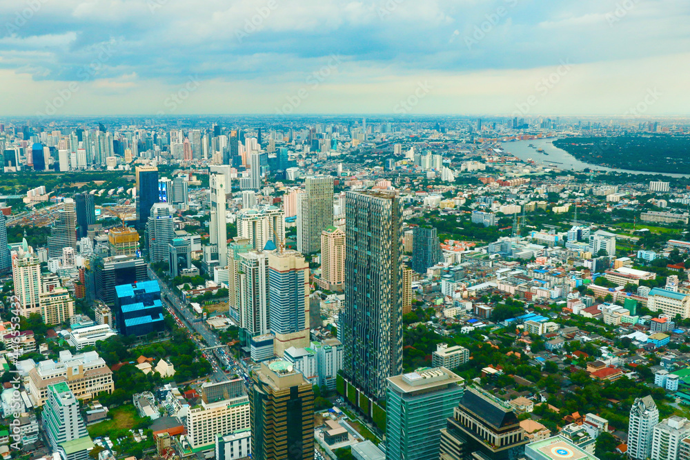 Top view of Bangkok from top of building.