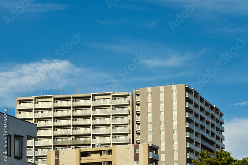 マンション Residential area in Japan. Condominium, Apartment building. 