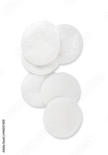 Cotton pads on white background