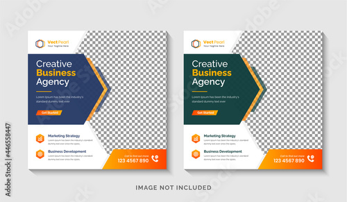 Creative business agency promotional social media post or editable web banner design template premium vector