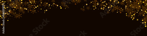 Gold Dots Vector Pnoramic Brown Background.