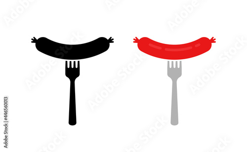 two sausages on forks like tasty food icon