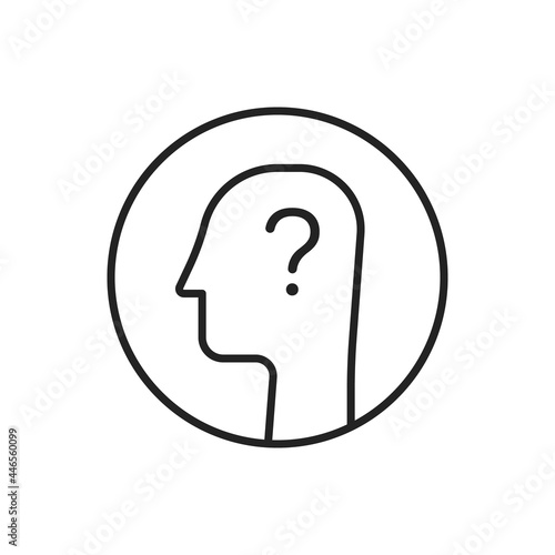 black thin line head like simple doubt icon