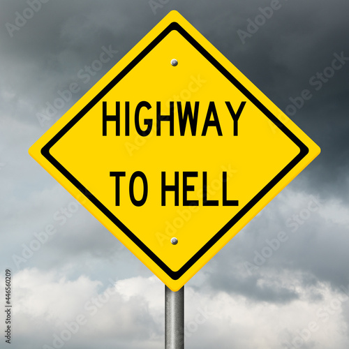 Bild auf Leinwand Rendering of a yellow highway sign