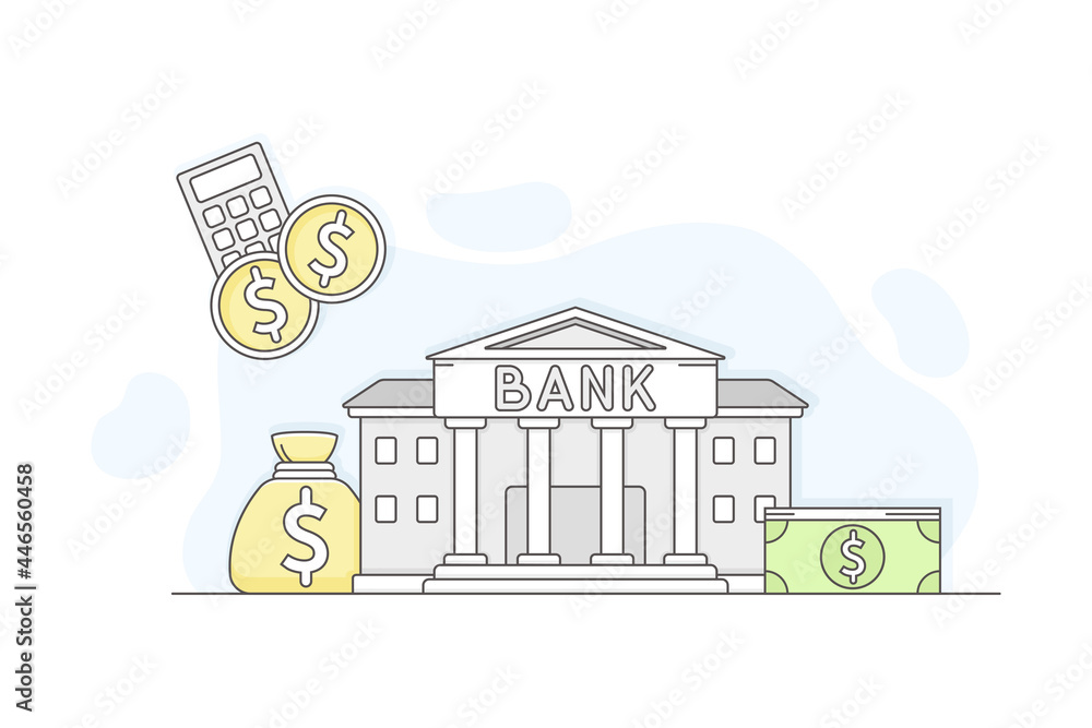 Municipal or City Services for Citizen with Bank Department Vector Illustration