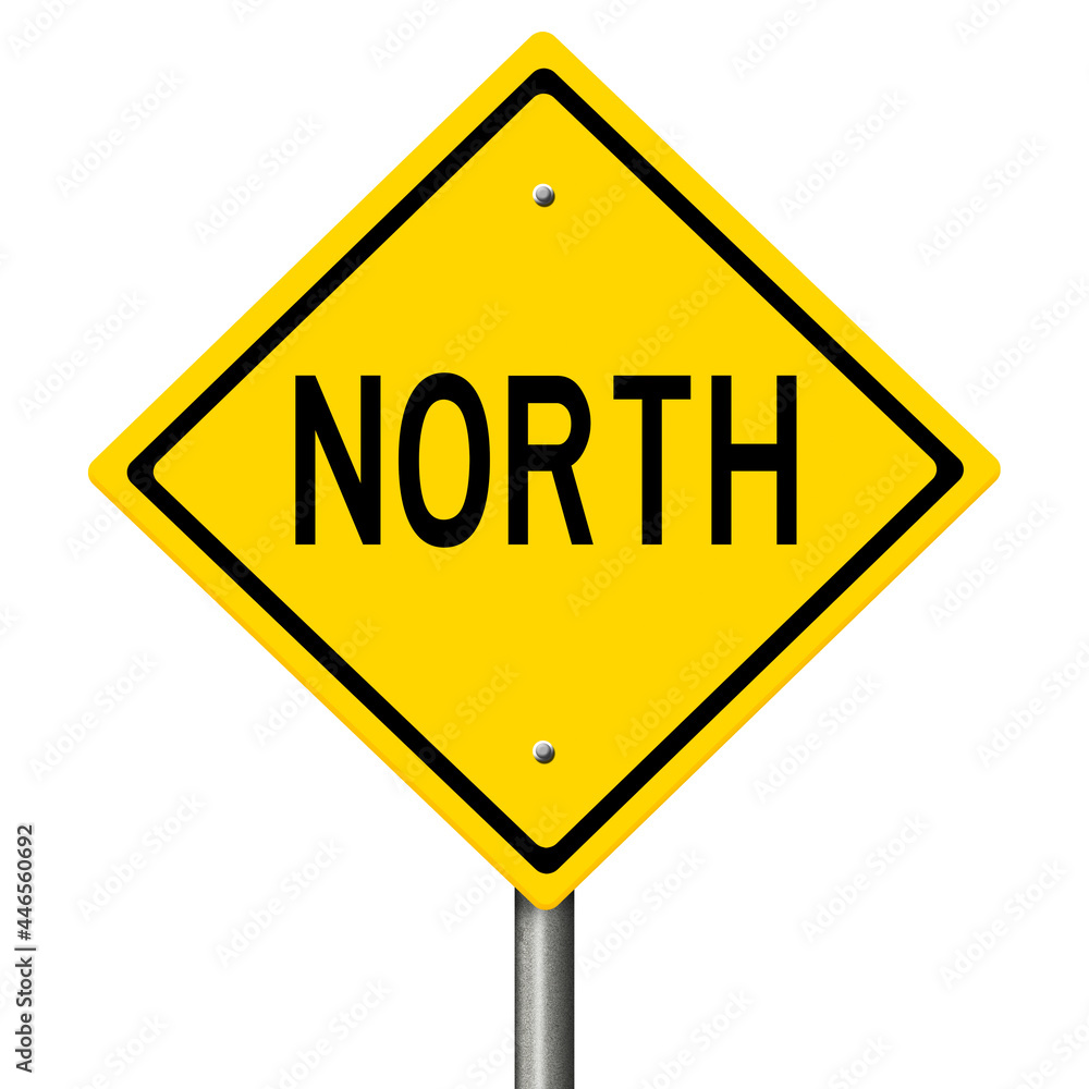 Rendering of a yellow highway sign