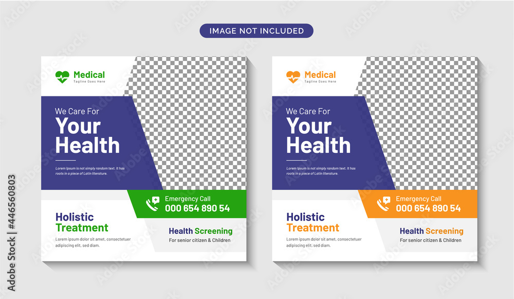 Healthcare and medical social media post web banner or square flyer design template Premium Vector