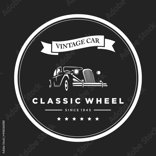 Vintage car logo design vector, automotive car repair and community design premium vector with vintage and classic style