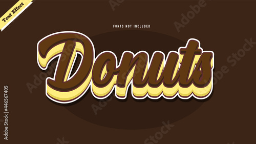 Donuts text effect design vector vector. editable 3d text