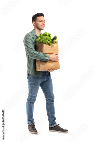 Young man and paper bag wit...