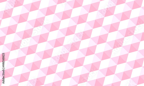 3D hexagonal pyramids background, pattern in pink and white colors. Abstract geometric texture design. Minimal cover design. Hex geometry pattern. Vector 3d illustration