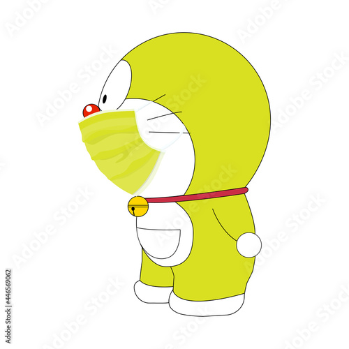 Funny Character wearing mask happy expression cartoon concept
