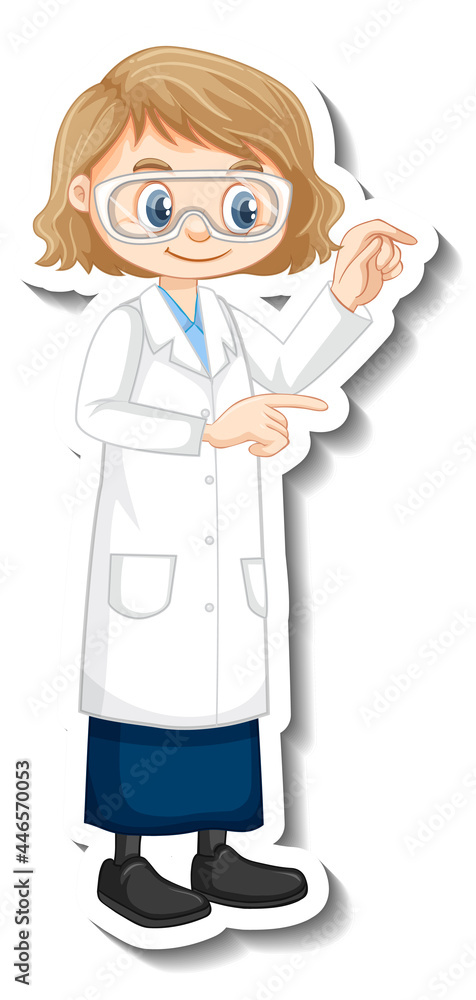 Scientist girl cartoon character in standing pose Scientist girl cartoon character in standing pose