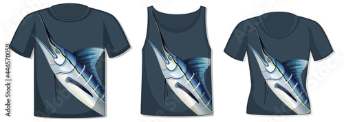 Front of t-shirt with marlin fish template
