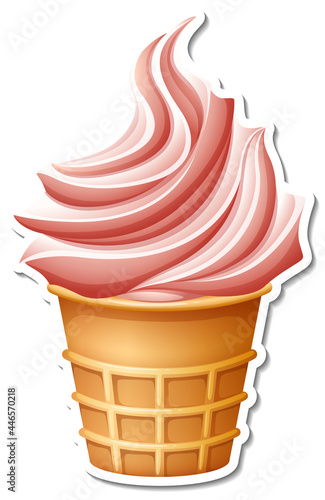 Strawberry ice-creame in the waffle cone sticker