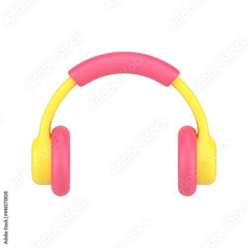 Music headphones 3d icon. Volumetric audio headset with soft accents