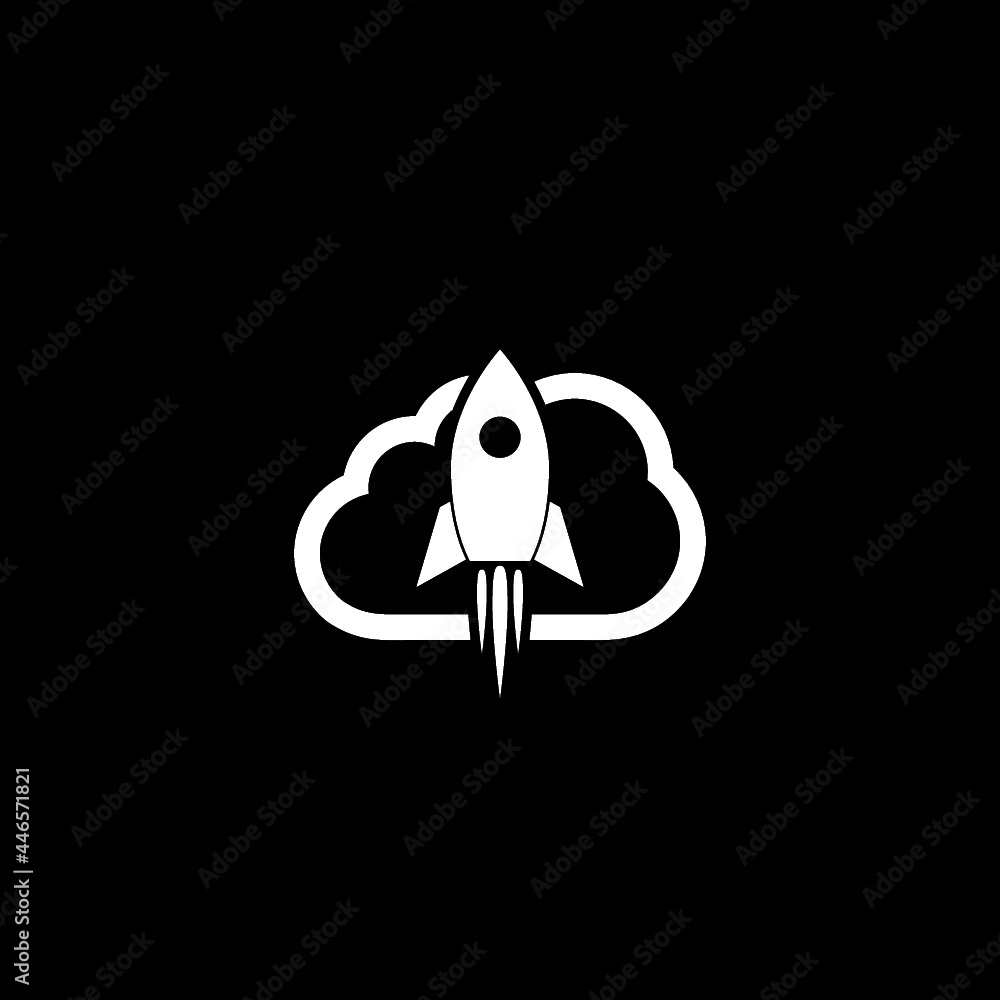 Spaceship launch icon isolated on dark background