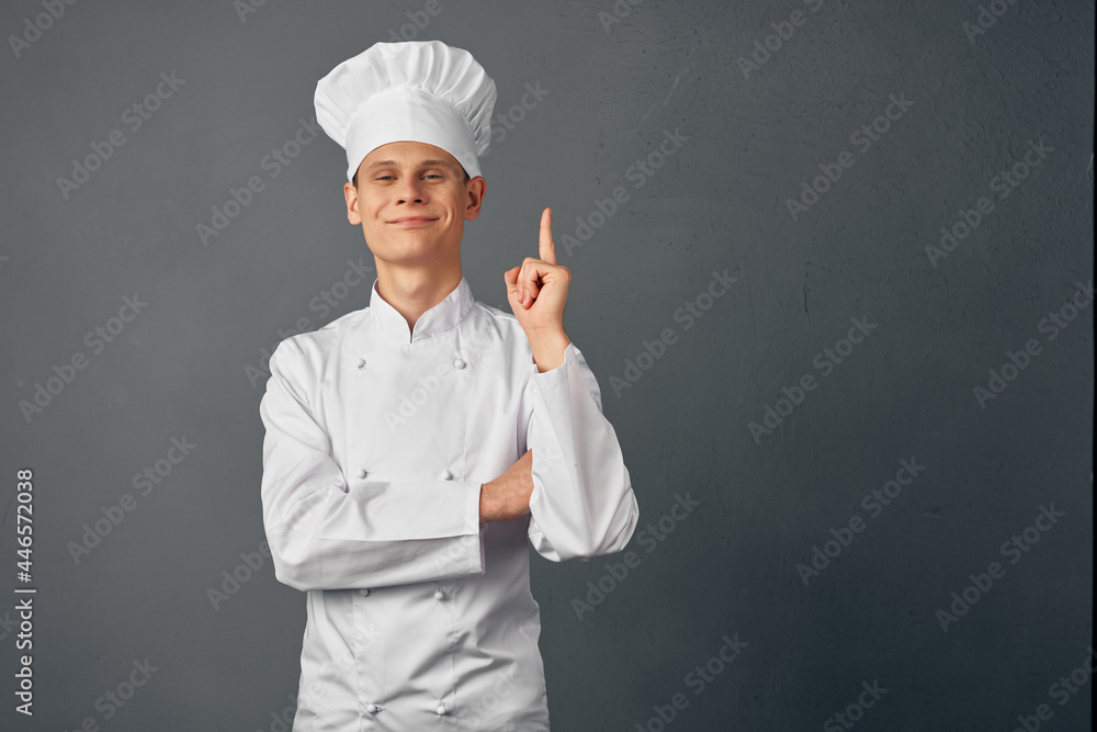 man chef uniform gesturing with hand emotion professional man chef uniform gesturing with hand emotion professional