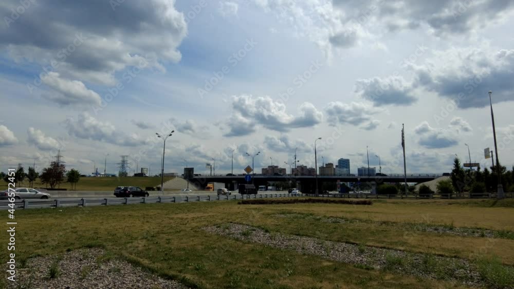 Time lapse of road with moving cars in Moscow City Time lapse of road with moving cars in Moscow City