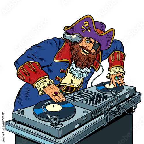 Pirate Music concept dj on vinyl turntables. concert music performance