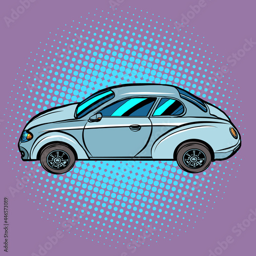 A passenger car on a pop art background. Automobile transport  automobile. Auto