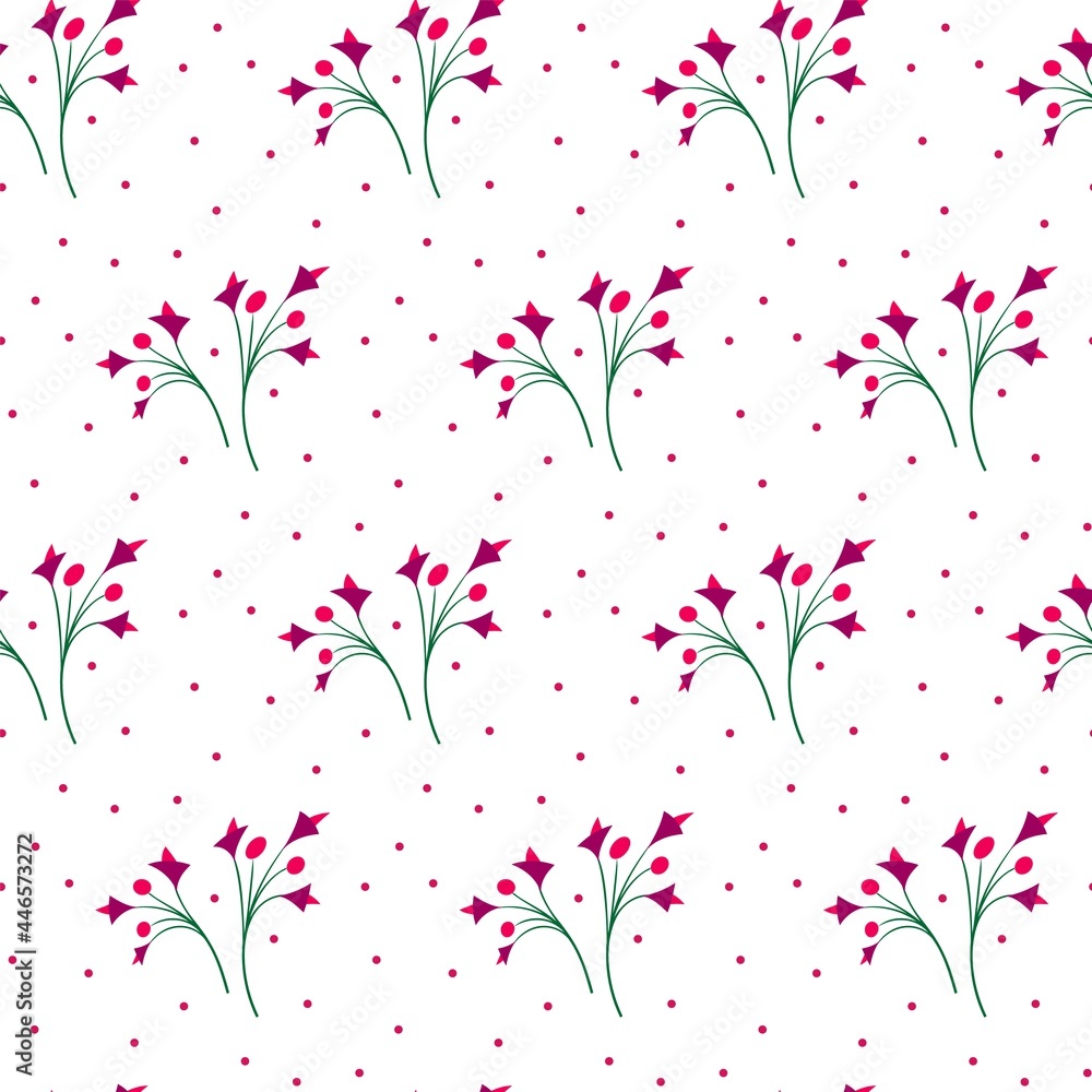 Pink flowers and circles on a transparent background.