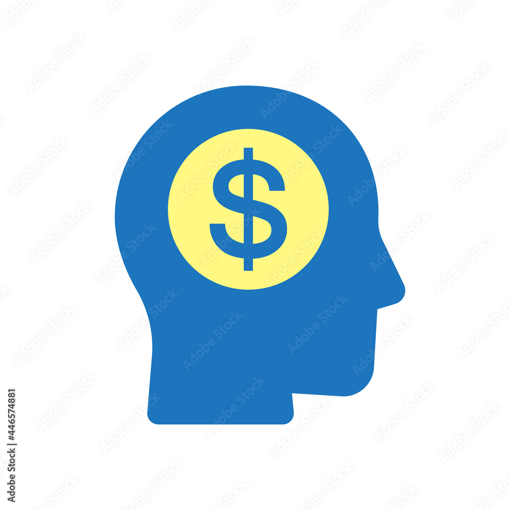 Dollar sign with human head icon, Business and finance concept, Money making idea, Graphic design element, Vector illustration Dollar sign with human head icon, Business and finance concept, Money making idea, Graphic design element, Vector illustration